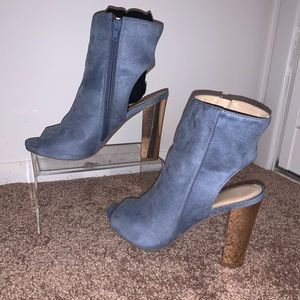 Wild Diva Lounge Peeptoe Chunky Heeled Boots